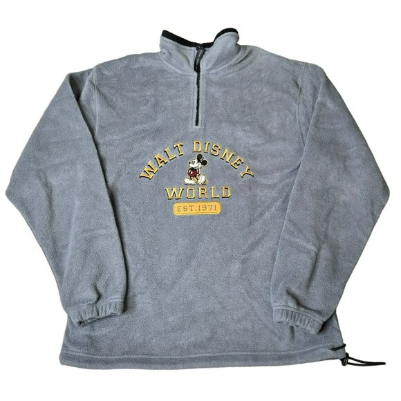 Walt Disney World Mickey Mouse Est 1971 Sz S Embroidered Pullover 1/4 Zip Fleece - Picture 1 of 13